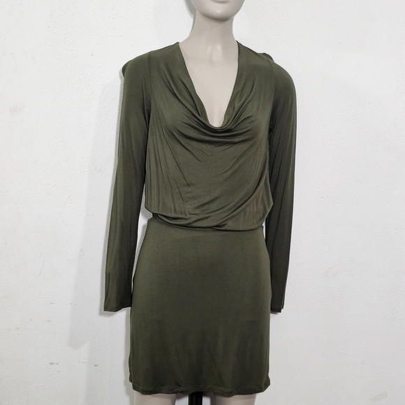 Haute Hippie Forest Green Long Sleeve Dress Sz Small Minimalist Womens - Picture 10 of 10